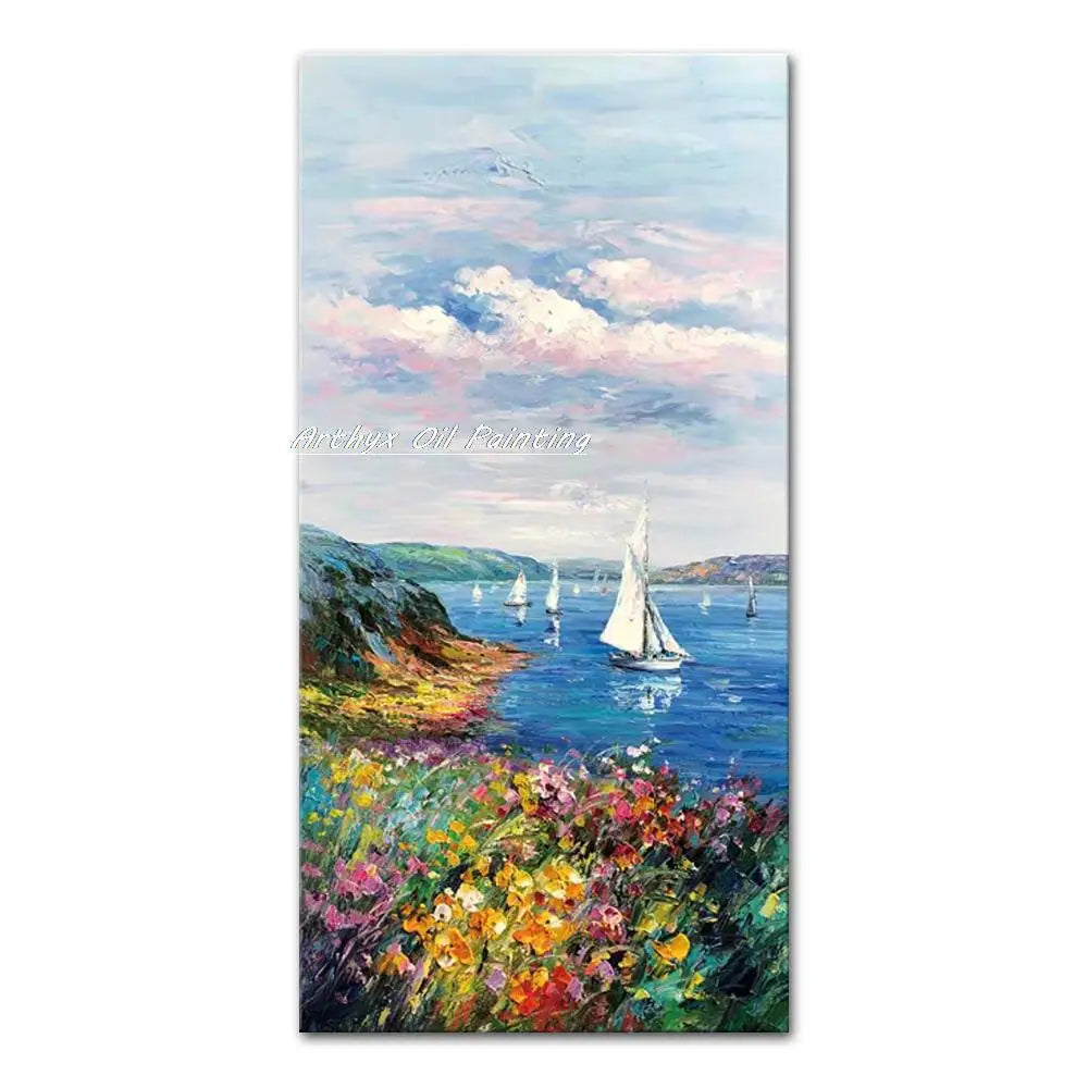 Handmade Abstract City Oil Painting Modern Wall Art - MT162784 / 40x80cm unframed - Posters