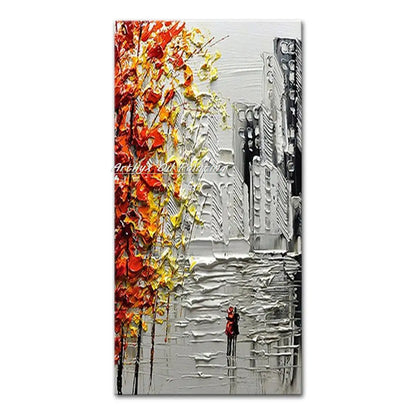 Handmade Abstract City Oil Painting Modern Wall Art - MT162792 / 40x80cm unframed - Posters