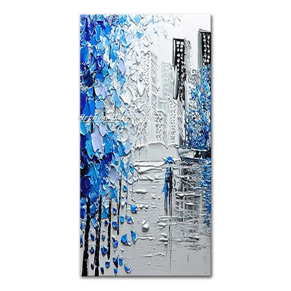 Handmade Abstract City Oil Painting Modern Wall Art - MT162793 / 40x80cm unframed - Posters