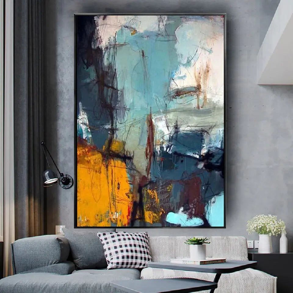 Handmade Abstract Oil Painting Wall Art Decor - I / 100x150cm No Frame - Posters