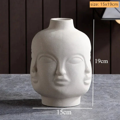 Handmade Ceramic Face Vase for Home Decor - B3 - Vase