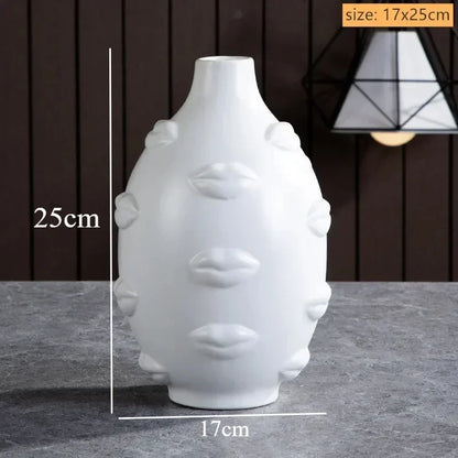 Handmade Ceramic Face Vase for Home Decor - C2 - Vase