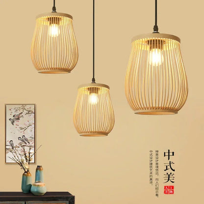 Handmade Chinese Rattan Wicker Pendant Ceiling Light