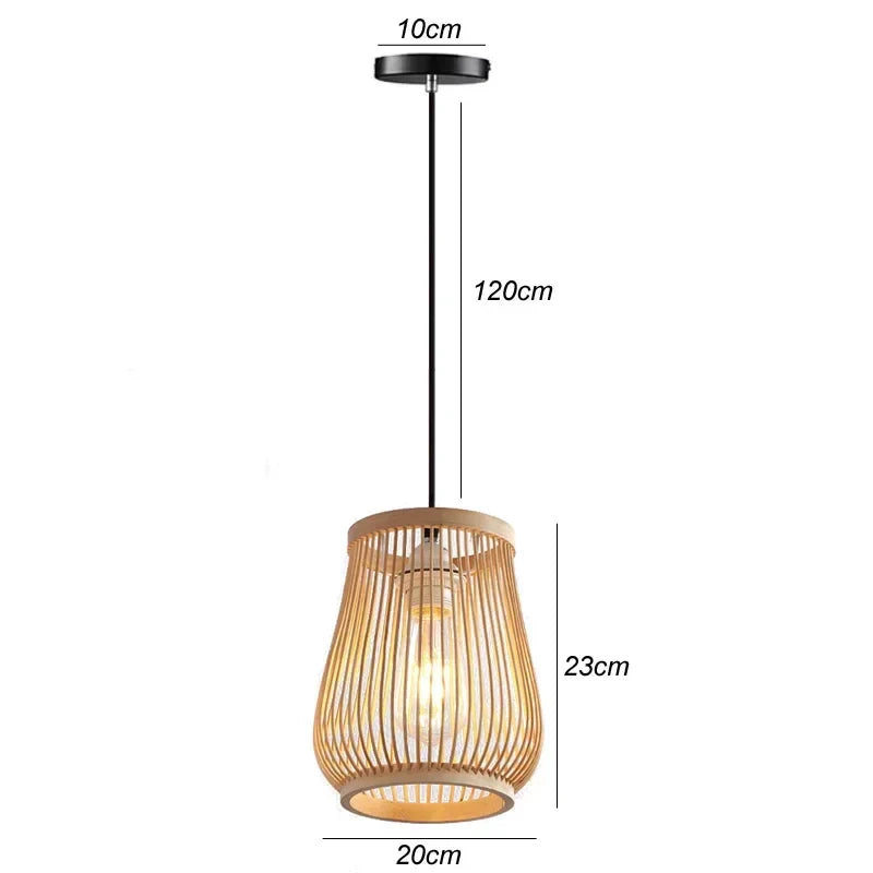 Handmade Chinese Rattan Wicker Pendant Ceiling Light - 20x23cm