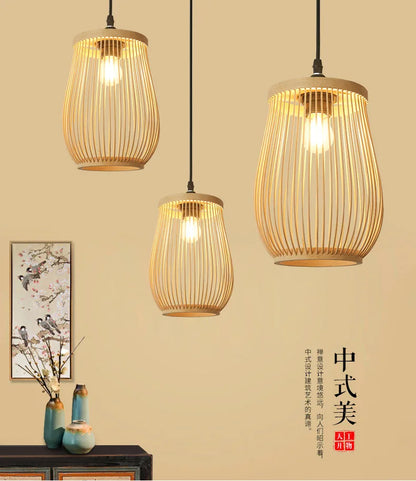 Handmade Chinese Rattan Wicker Pendant Ceiling Light