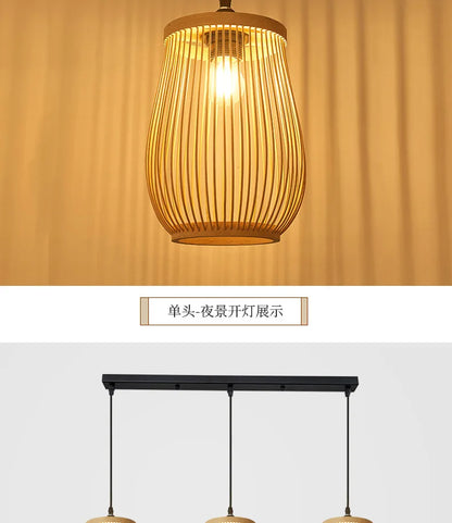 Handmade Chinese Rattan Wicker Pendant Ceiling Light