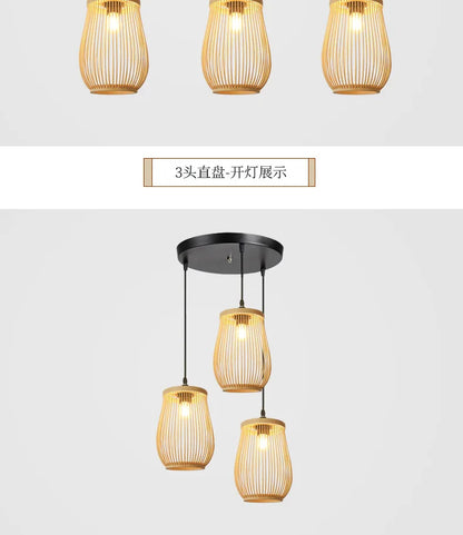 Handmade Chinese Rattan Wicker Pendant Ceiling Light