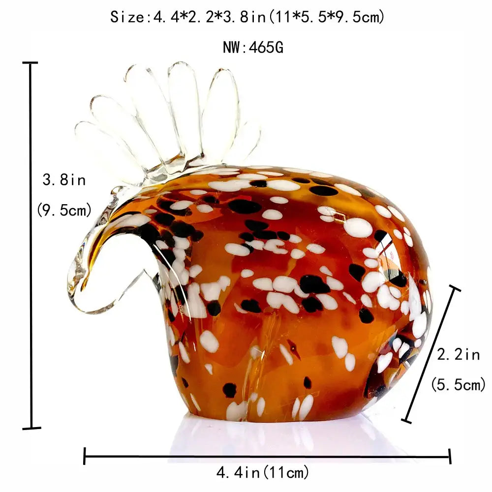 Handmade translucent amber glass sika deer figurine with black and white speckles for living room decor