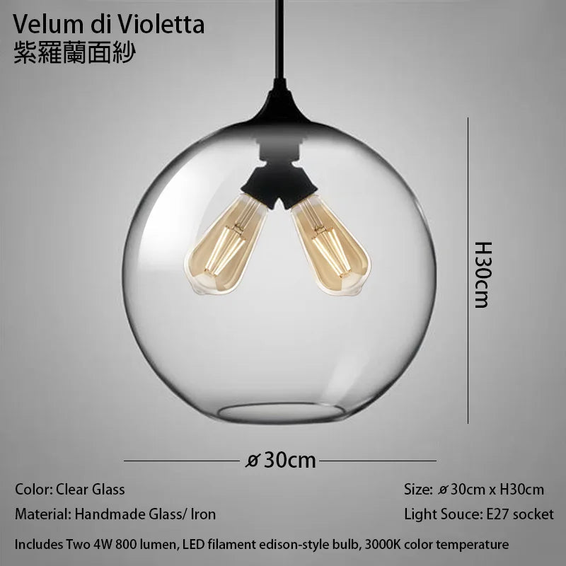 Handmade Glass Nordic Pendant Light With Chrome Finish - Decorbites
