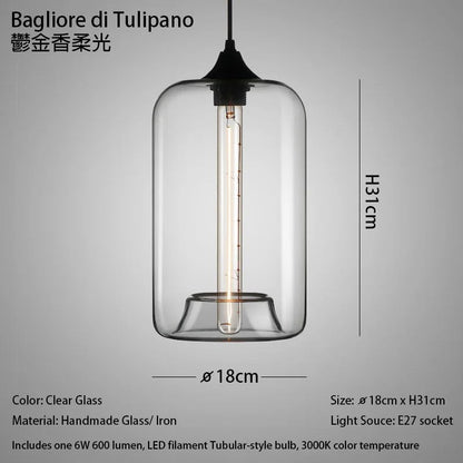 Handmade Glass Nordic Pendant Light With Chrome Finish - Decorbites