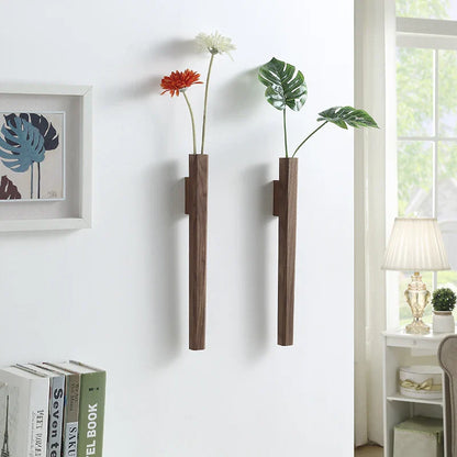 Handmade Nordic Wooden Wall Vase for Plants - Vase