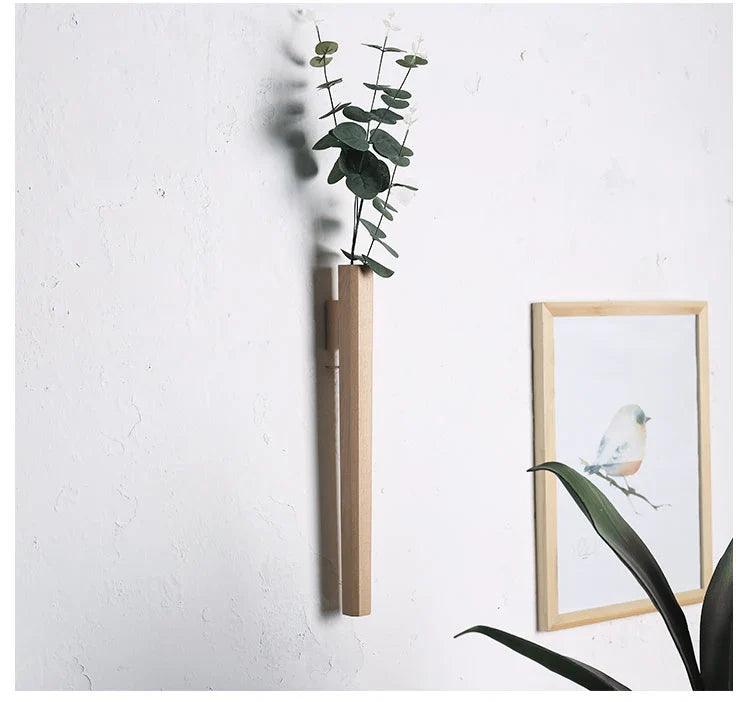 Handmade Nordic Wooden Wall Vase for Plants