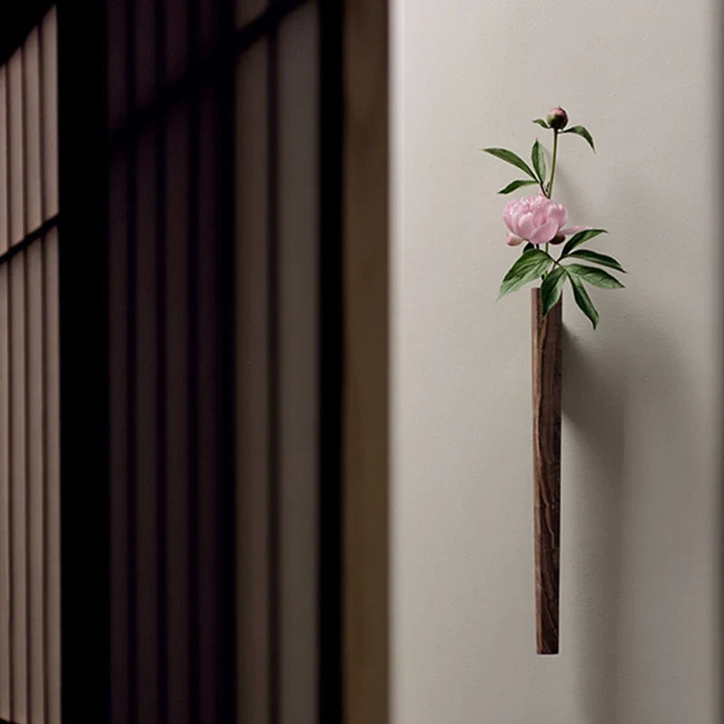 Handmade Nordic Wooden Wall Vase for Plants - Vase