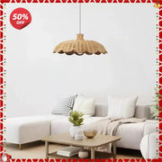 Handmade rattan pendant scalloped wicker light in natural woven design for dining room pendant lamps