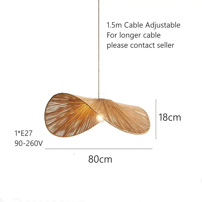 Handmade rattan rope pendant lamp with warm-toned woven bamboo and adjustable 1.5m cable for dining room decorbites handmade rattan