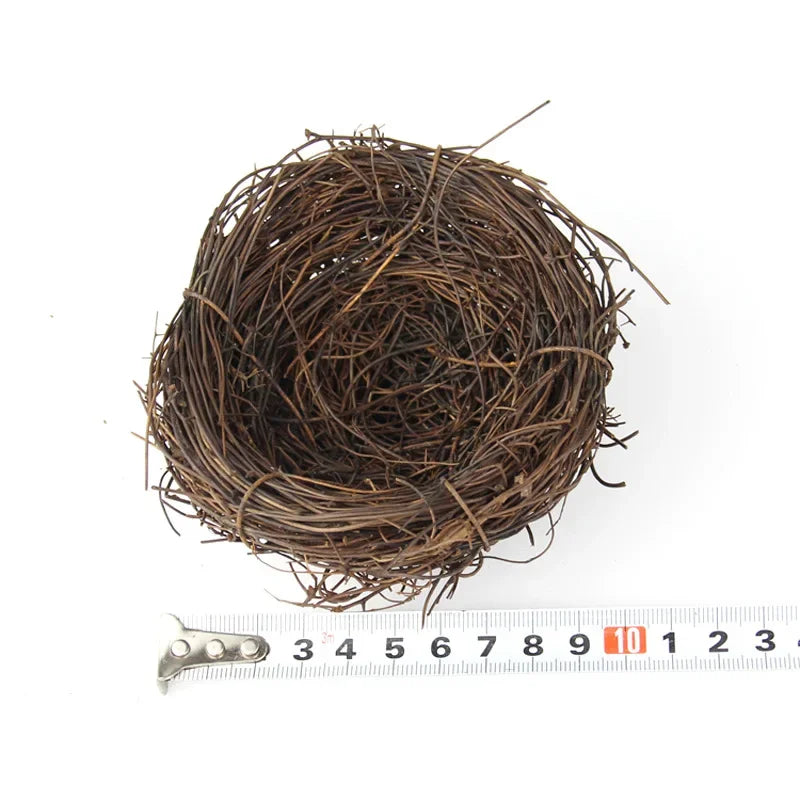 Handmade Round Rattan Bird Nest Decoration - 10CM