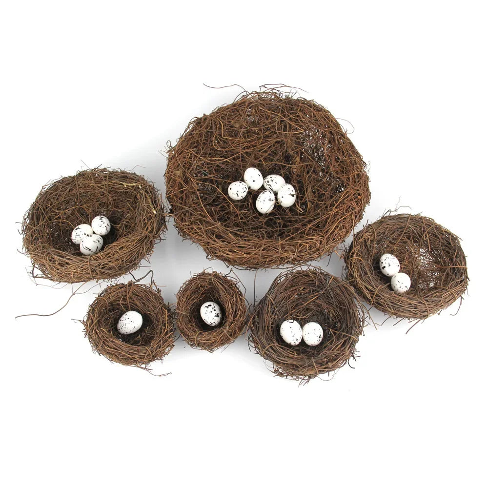 Handmade Round Rattan Bird Nest Decoration