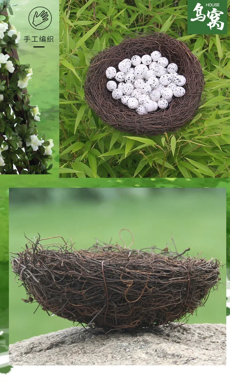 Handmade Round Rattan Bird Nest Decoration