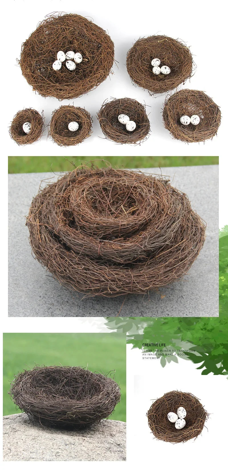 Handmade Round Rattan Bird Nest Decoration