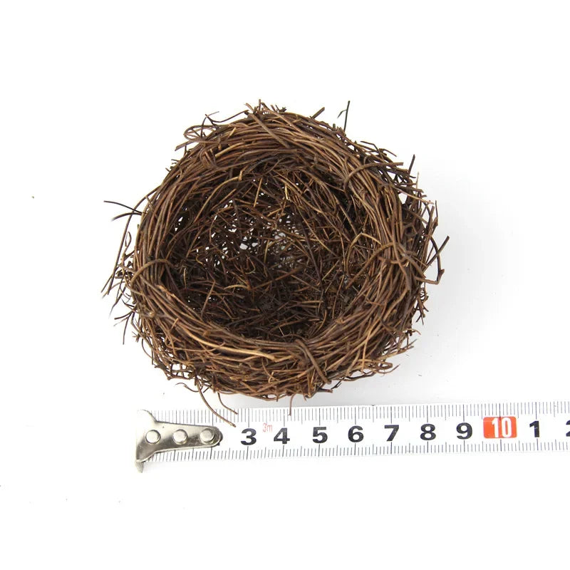 Handmade Round Rattan Bird Nest Decoration - 8CM