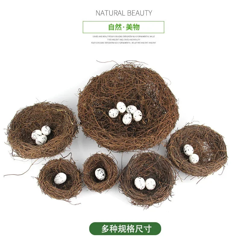 Handmade Round Rattan Bird Nest Decoration