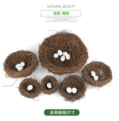 Handmade Round Rattan Bird Nest Decoration