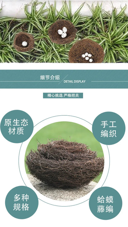 Handmade Round Rattan Bird Nest Decoration