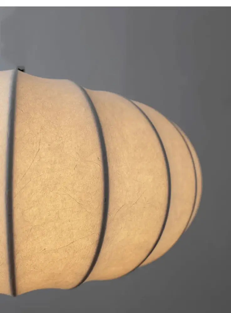 Beige decorbites handmade silk pumpkin pendant light with glowing concentric ridges for dining room decor