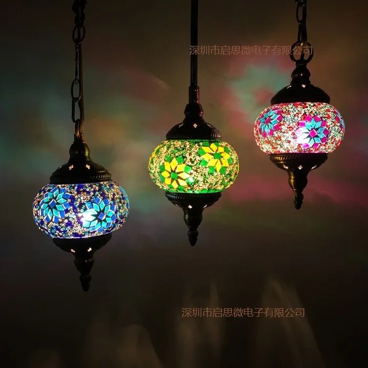 Handmade Turkish Mosaic Glass Pendant Light - Decorbites