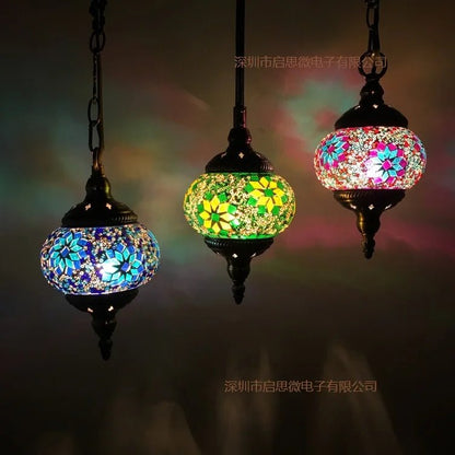Handmade Turkish Mosaic Glass Pendant Light - Decorbites