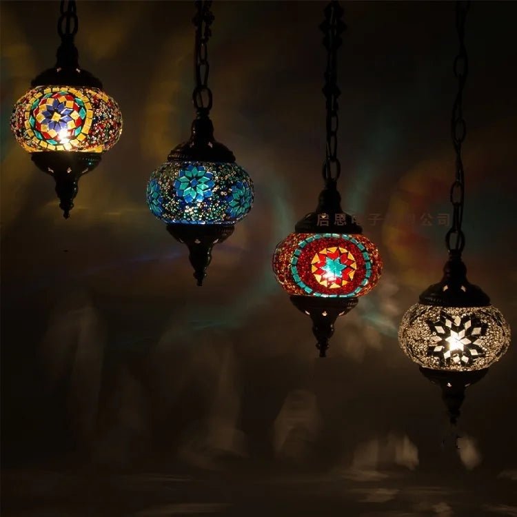 Handmade Turkish Mosaic Glass Pendant Light - Decorbites