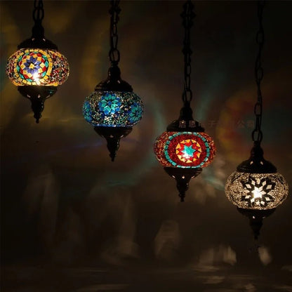 Handmade Turkish Mosaic Glass Pendant Light - Decorbites