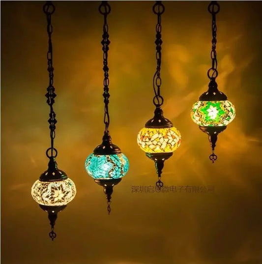 Handmade turkish mosaic pendant light – dining room 3 light cluster - Decorbites