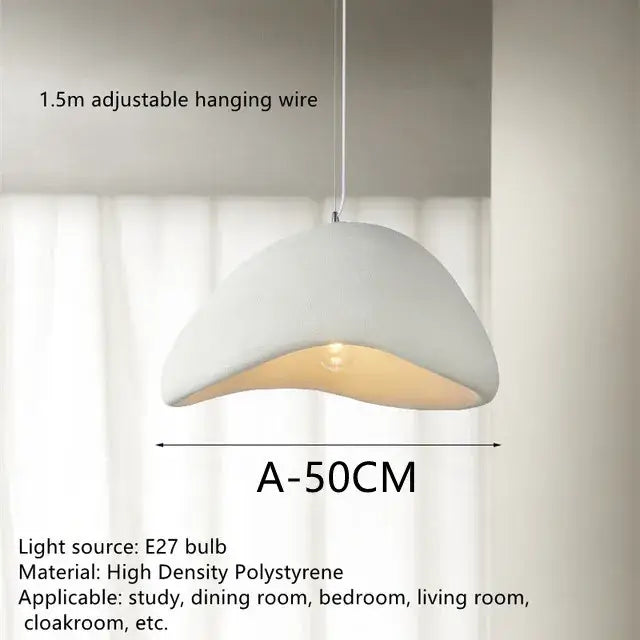 White handmade wabi sabi chandelier trio pendant light with smooth curved high-density polystyrene shell for dining room decor