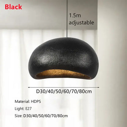 Black hdps pendant lamp with matte finish and gold interior lining for decorbites handmade wabi sabi dining lighting