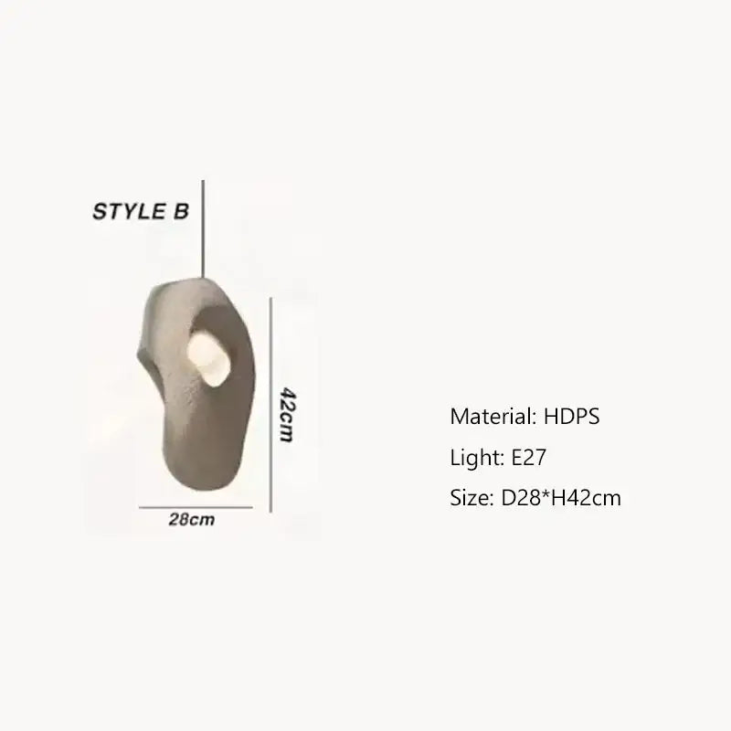 Modern gray hdps pendant light with sleek organic shape and e27 socket in decorbites handmade wabi sabi stone design