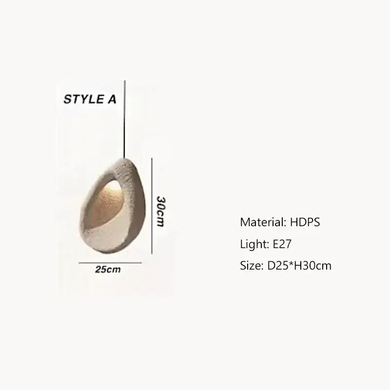 A modern teardrop pendant light with textured hdps material and e27 bulb socket from decorbites handmade wabi sabi collection