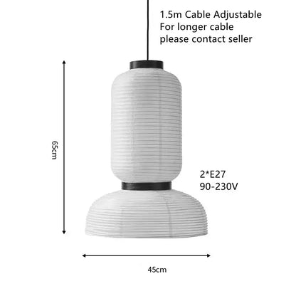 Handmade white paper chandelier with black rim decorbites handmade white pendant light with adjustable 1.5m cable