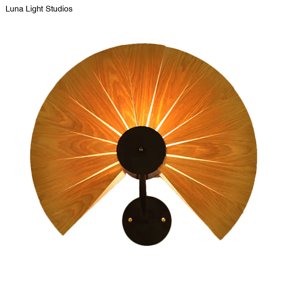 DecorBites™ Handmade Wood Veneer Wall Sconce with Modern Stylish Design and 1 Light - Perfect for Restaurants, with Black Finish