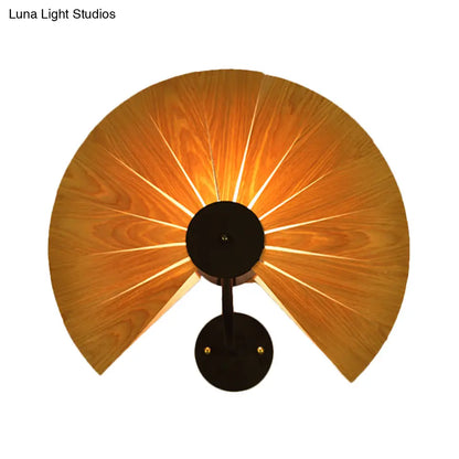 DecorBites™ Handmade Wood Veneer Wall Sconce with Modern Stylish Design and 1 Light - Perfect for Restaurants, with Black Finish