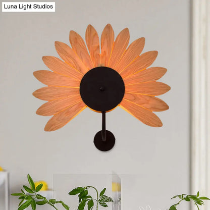 DecorBites™ Handmade Wood Veneer Wall Sconce with Modern Stylish Design and 1 Light - Perfect for Restaurants, with Black Finish