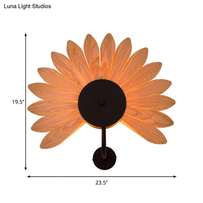 DecorBites™ Handmade Wood Veneer Wall Sconce with Modern Stylish Design and 1 Light - Perfect for Restaurants, with Black Finish