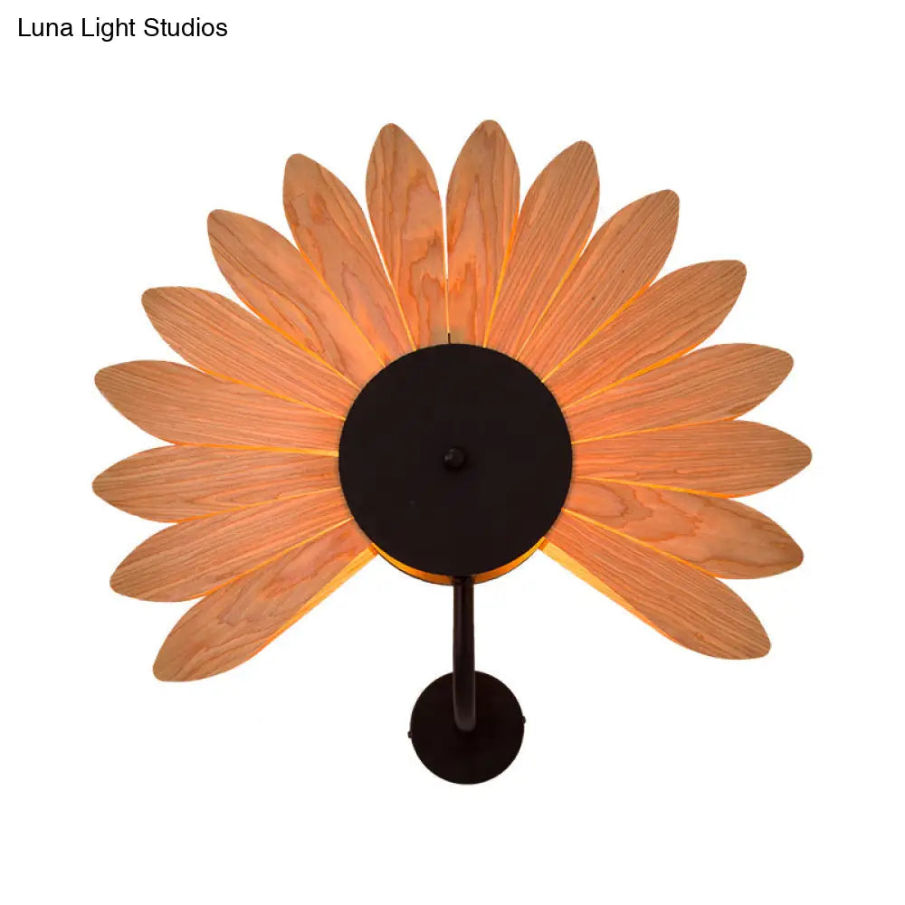 DecorBites™ Handmade Wood Veneer Wall Sconce with Modern Stylish Design and 1 Light - Perfect for Restaurants, with Black Finish