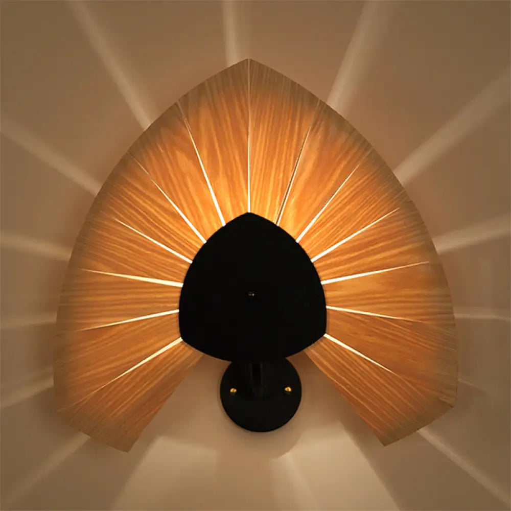 DecorBites™ Handmade Wood Veneer Wall Sconce with Modern Stylish Design and 1 Light - Perfect for Restaurants, with Black Finish