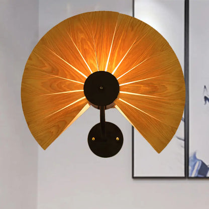 DecorBites™ Handmade Wood Veneer Wall Sconce with Modern Stylish Design and 1 Light - Perfect for Restaurants, with Black Finish