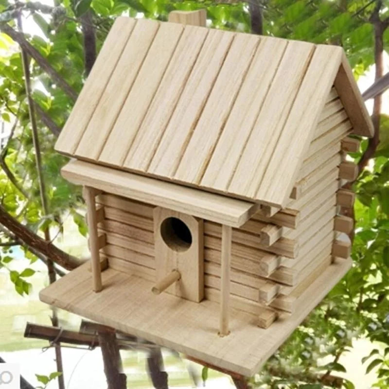 Handmade Wooden Bird Nest Box for Outdoor Decor - 1
