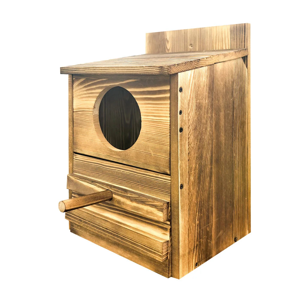 Handmade Wooden Screech Owl House - Outdoor Nesting Box