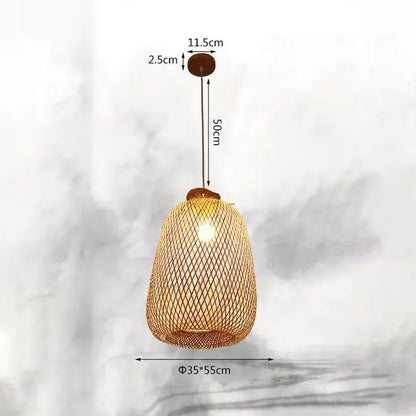 Handmade warm-toned woven bamboo chandelier with tapered shade and dark wood mount for dining room decorbites bamboo chandelier