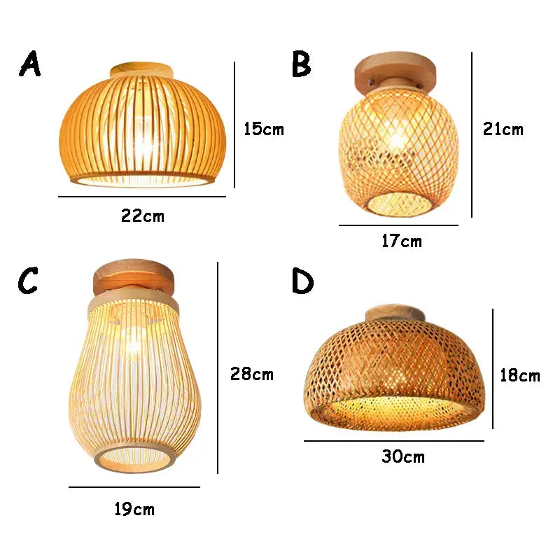 Handwoven decorbites bamboo birdcage ceiling light with warm glowing rattan design for dining room decor