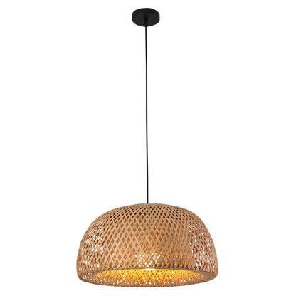 Handwoven Bamboo Wicker Pendant Light in Beige - Decorbites